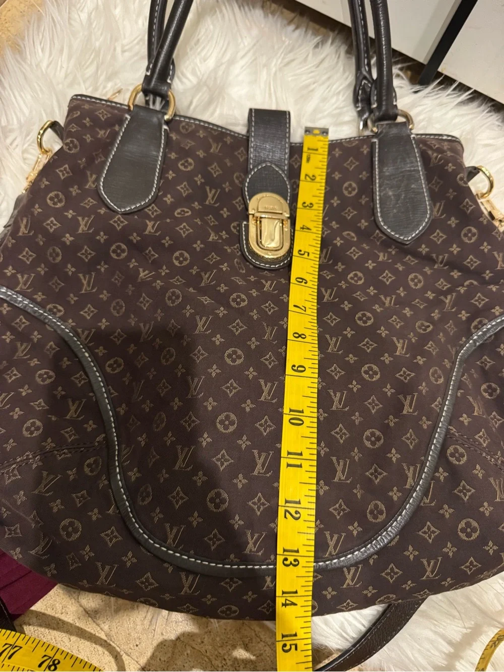 Louis Vuitton Dark Brown Monogram Canvas Shoulder Bag with Gold Hardware